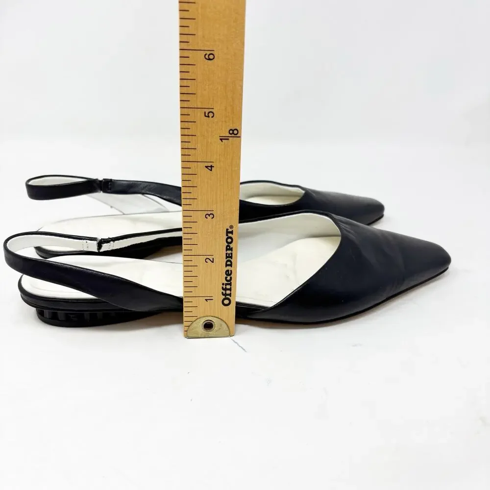 Franco Sarto A-Riva Black Leather Sling Back Pointy Toe Ballet Flat Womens 8.5 - Picture 7 of 10